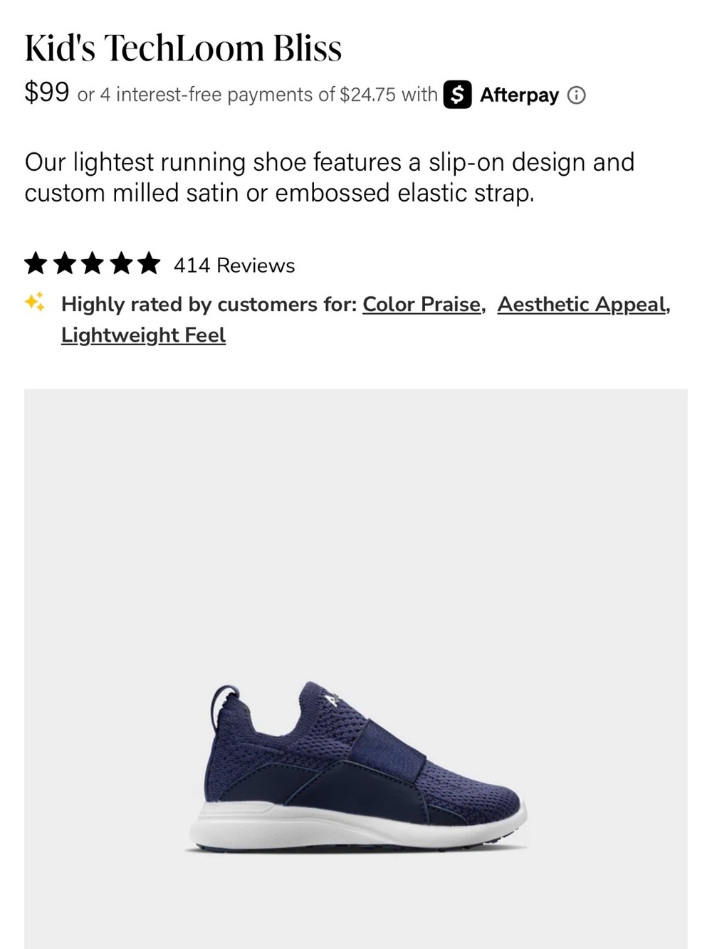 APL Kid's TechLoom Bliss Slip-On Sneaker - Navy & White